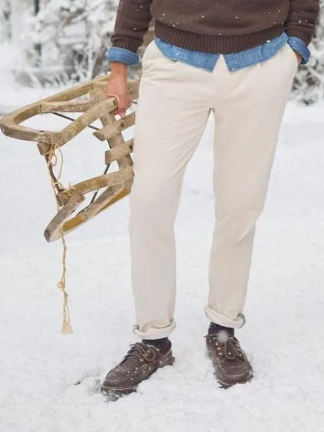 Trousers and Jeans Men Joules Cream Jumbo Cord Trousers