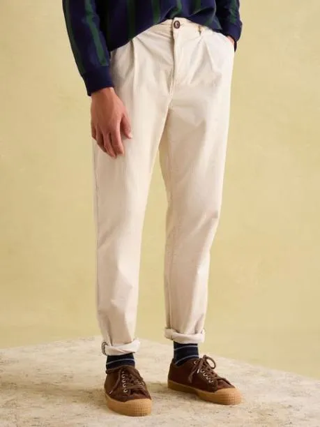 Trousers and Jeans Men Joules Cream Jumbo Cord Trousers
