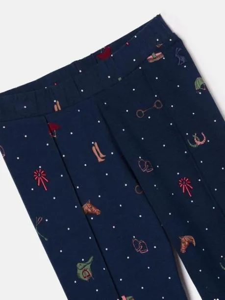 Trousers and Leggings Girls Joules Navy Blue Horse Print Leggings
