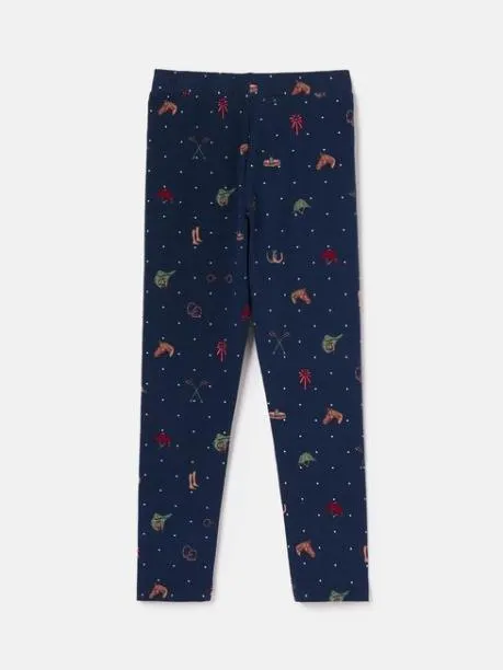 Trousers and Leggings Girls Joules Navy Blue Horse Print Leggings