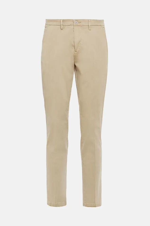 Trousers Men Boggi Milano Stretch Cotton Gabardine Trousers Sand