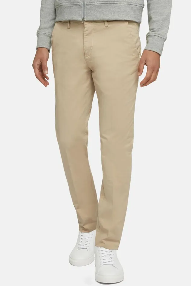 Trousers Men Boggi Milano Stretch Cotton Gabardine Trousers Sand
