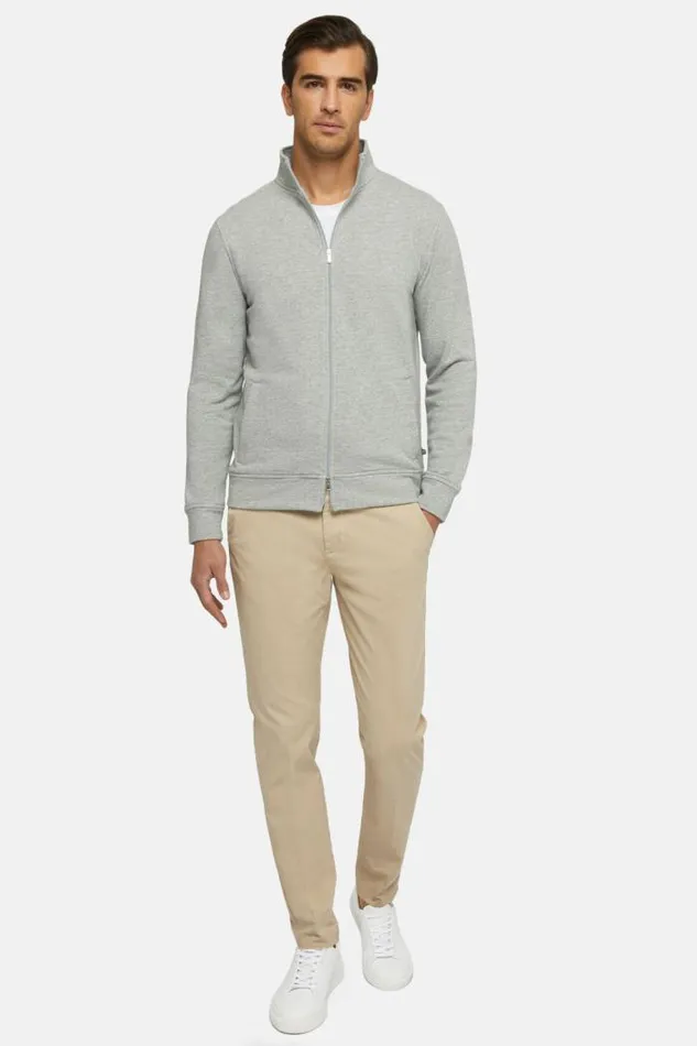 Trousers Men Boggi Milano Stretch Cotton Gabardine Trousers Sand