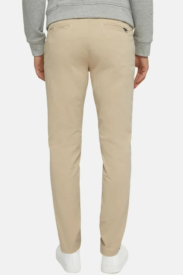 Trousers Men Boggi Milano Stretch Cotton Gabardine Trousers Sand