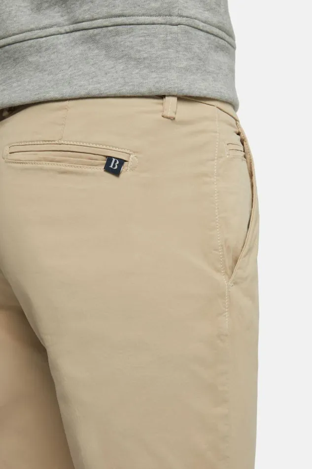 Trousers Men Boggi Milano Stretch Cotton Gabardine Trousers Sand