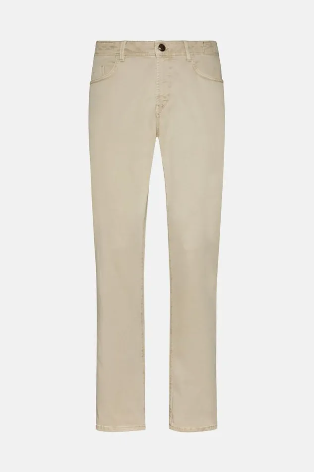 Trousers Men Boggi Milano Stretch Cotton Jeans Beige