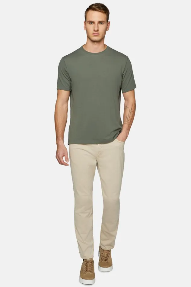 Trousers Men Boggi Milano Stretch Cotton Jeans Beige Trousers Men Boggi Milano Stretch Cotton Jeans Beige