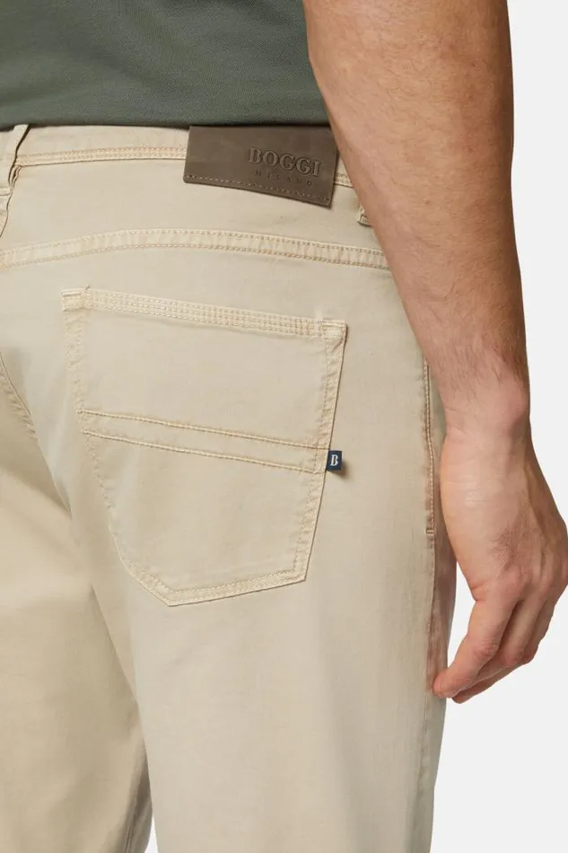 Trousers Men Boggi Milano Stretch Cotton Jeans Beige Trousers Men Boggi Milano Stretch Cotton Jeans Beige
