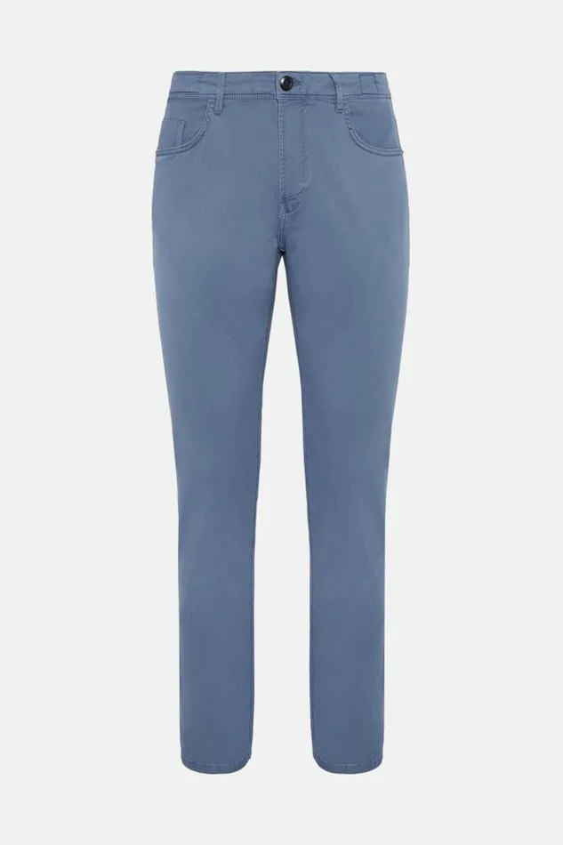 Trousers Men Boggi Milano Stretch CottonTencel Jeans Airblue