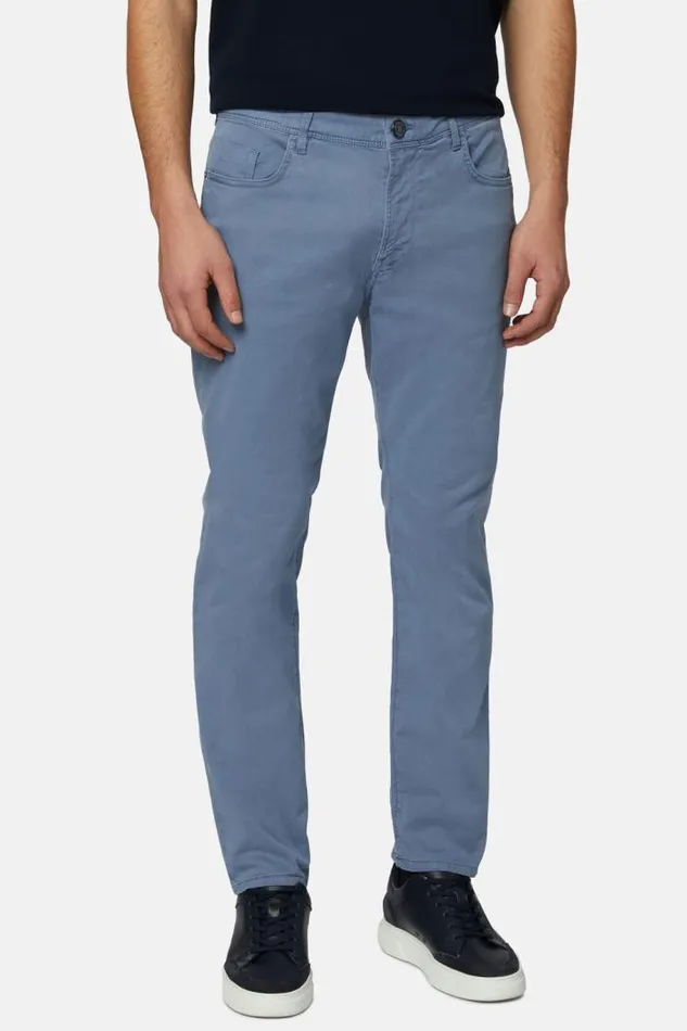 Trousers Men Boggi Milano Stretch CottonTencel Jeans Airblue Trousers Men Boggi Milano Stretch CottonTencel Jeans Airblue