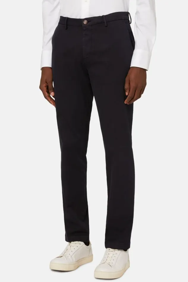 Trousers Men Boggi Milano Stretch CottonTencel Trousers Navy Blue Trousers Men Boggi Milano Stretch CottonTencel Trousers Navy Blue