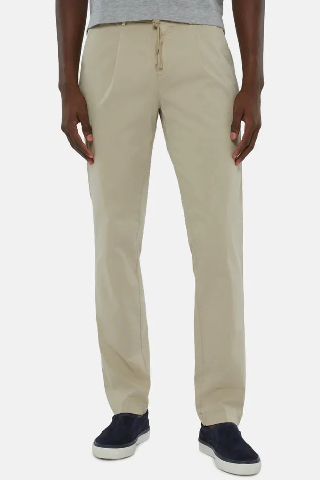Trousers Men Boggi Milano Stretch Cotton Trousers With Front Pleats Beige Trousers Men Boggi Milano Stretch Cotton Trousers With Front Pleats Beige