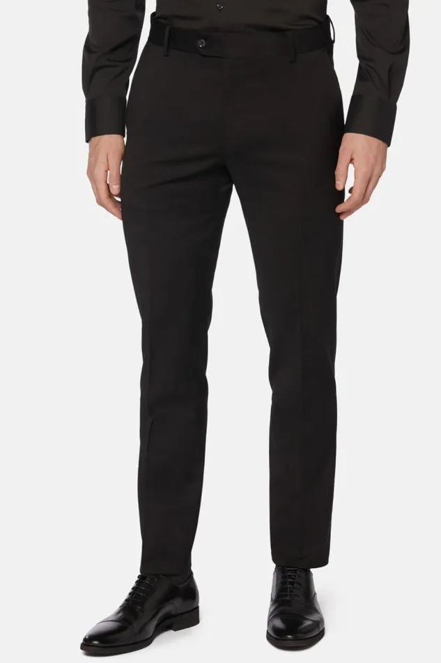 Trousers Men Boggi Milano Trousers In Stretch Knitted Wool Black Trousers Men Boggi Milano Trousers In Stretch Knitted Wool Black
