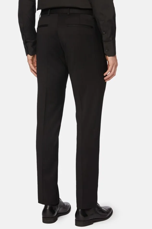 Trousers Men Boggi Milano Trousers In Stretch Knitted Wool Black Trousers Men Boggi Milano Trousers In Stretch Knitted Wool Black