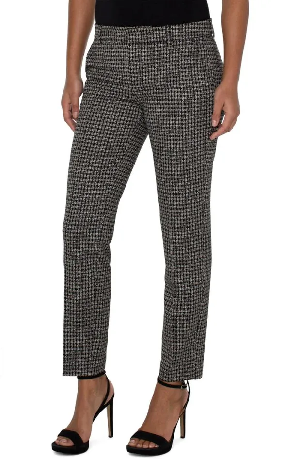 TROUSERS Women Liverpool Los Angeles KELSEY KNIT TROUSER Black Tan Lattice Plaid