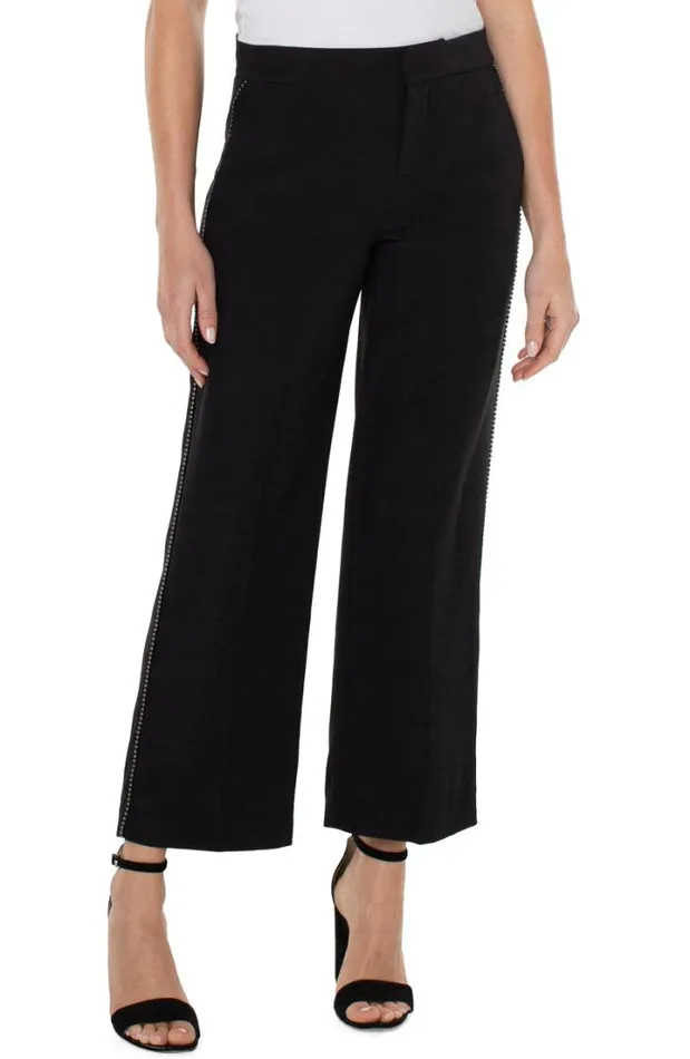 TROUSERS Women Liverpool Los Angeles WIDE LEG ANKLE TROUSER WITH CHAIN TRIM Black TROUSERS Women Liverpool Los Angeles WIDE LEG ANKLE TROUSER WITH CHAIN TRIM Black