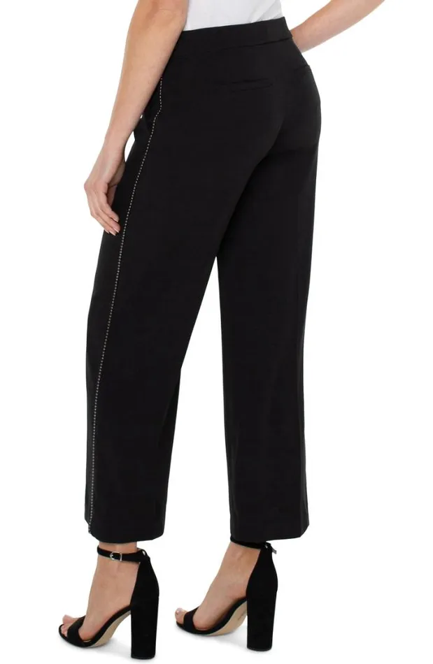 TROUSERS Women Liverpool Los Angeles WIDE LEG ANKLE TROUSER WITH CHAIN TRIM Black