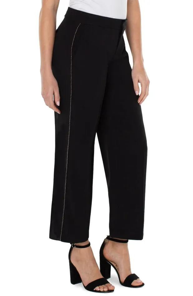 TROUSERS Women Liverpool Los Angeles WIDE LEG ANKLE TROUSER WITH CHAIN TRIM Black