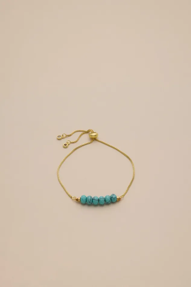 Turq Beaded Chain Bracelet Gold Women Lucky Brand Jewelry