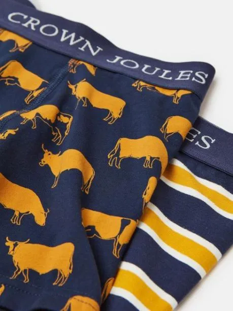 Underwear Men Joules NavyYellow Pack Of Two Cotton Boxers