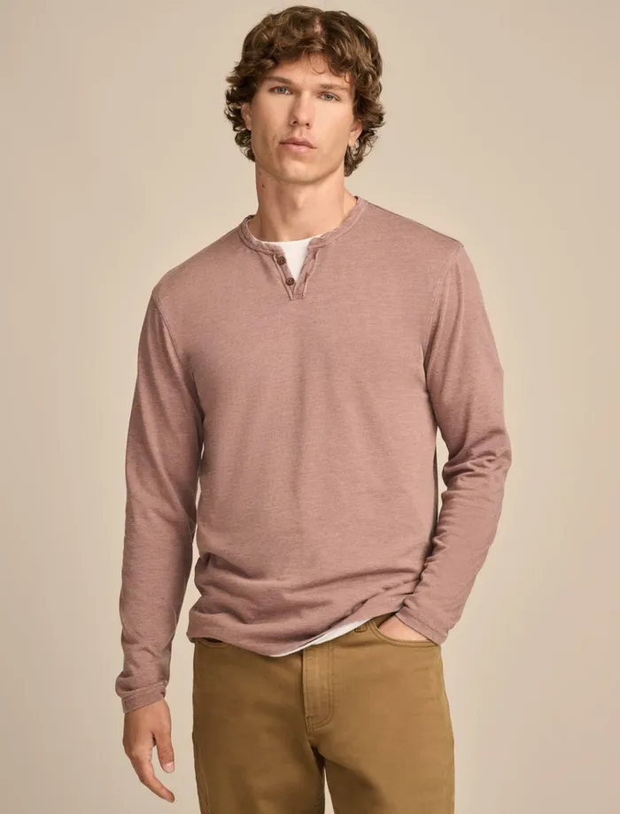 Venice Burnout Long Sleeve Deep Taupe Men Lucky Brand Shirts and Tops