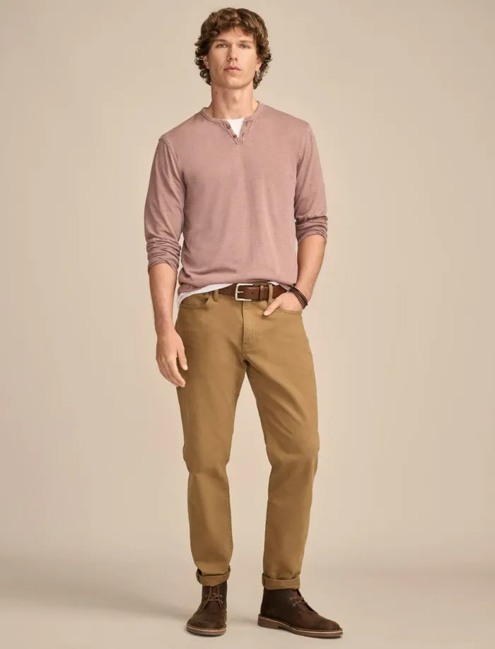 Venice Burnout Long Sleeve Deep Taupe Men Lucky Brand Shirts and Tops