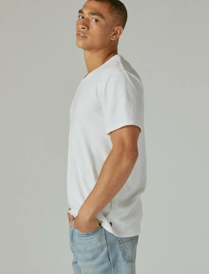 Venice Burnout VeeNeck Tee Bright White Men Lucky Brand Shirts and Tops