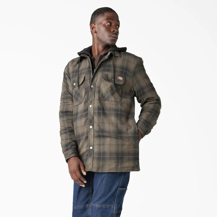 Water Repellent Flannel Hooded Shirt Jacket MossChocolate Ombre Plaid Mosschocolate Ombre Plaid b2k Men Dickies Outerwear Water Repellent Flannel Hooded Shirt Jacket MossChocolate Ombre Plaid Mosschocolate Ombre Plaid b2k Men Dickies Outerwear