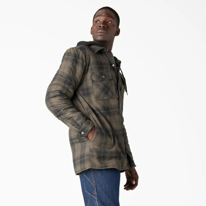 Water Repellent Flannel Hooded Shirt Jacket MossChocolate Ombre Plaid Mosschocolate Ombre Plaid b2k Men Dickies Outerwear Water Repellent Flannel Hooded Shirt Jacket MossChocolate Ombre Plaid Mosschocolate Ombre Plaid b2k Men Dickies Outerwear