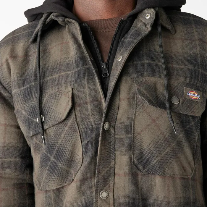Water Repellent Flannel Hooded Shirt Jacket MossChocolate Ombre Plaid Mosschocolate Ombre Plaid b2k Men Dickies Outerwear Water Repellent Flannel Hooded Shirt Jacket MossChocolate Ombre Plaid Mosschocolate Ombre Plaid b2k Men Dickies Outerwear
