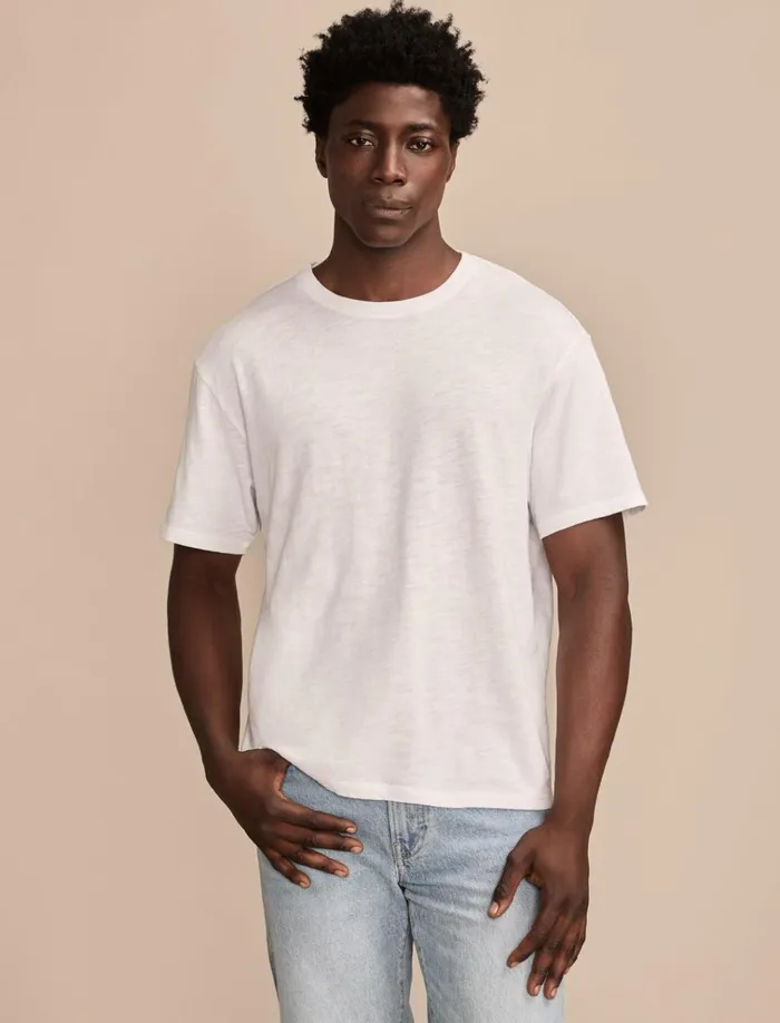 Weekend Jersey Relaxed Crew Bright White Men Lucky Brand Shirts and Tops