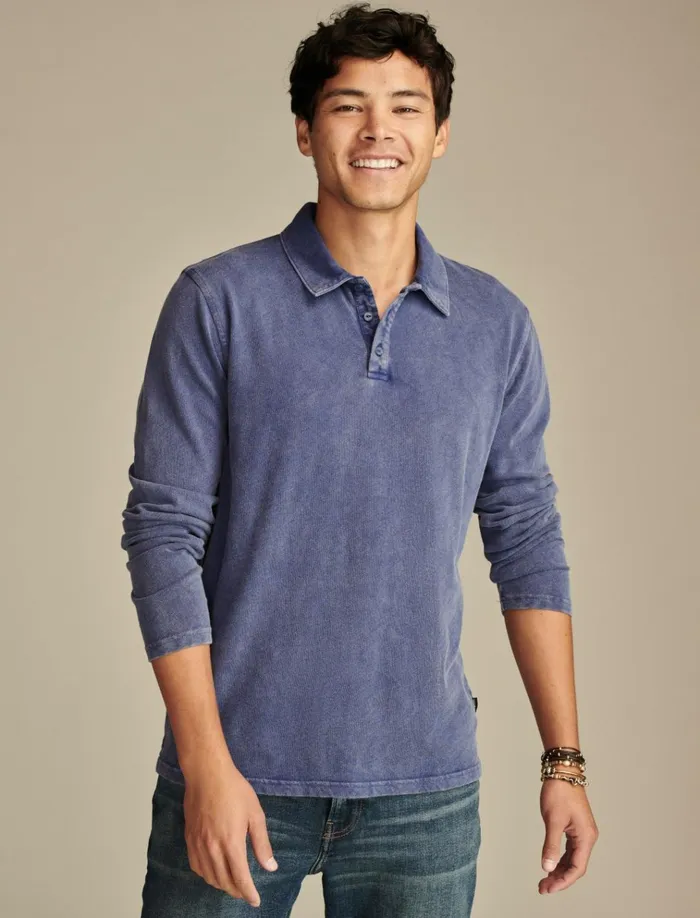 Weekend Slub Polo Beacon Blue Men Lucky Brand Shirts and Tops