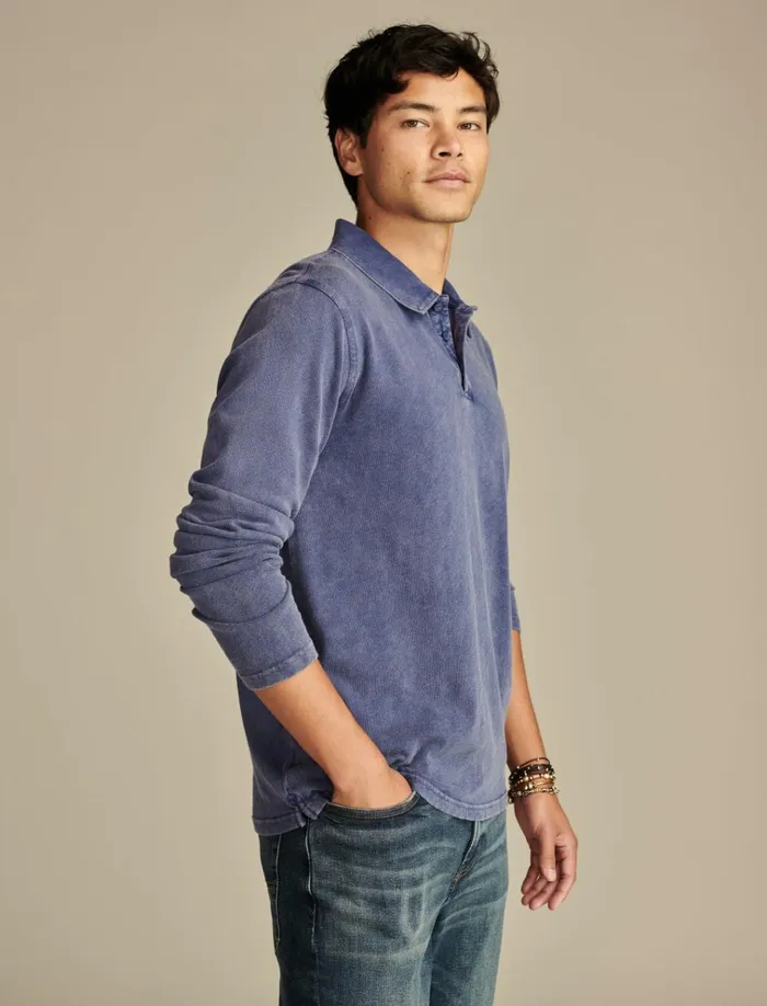 Weekend Slub Polo Beacon Blue Men Lucky Brand Shirts and Tops