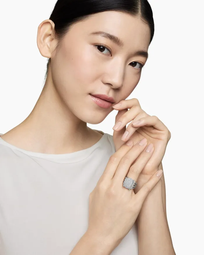 Wheaton Ring In Sterling Silver With Diamonds 167mm Women David Yurman Statement Wheaton Ring In Sterling Silver With Diamonds 167mm Women David Yurman Statement