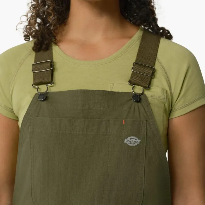 Women039s Cooling Ripstop Bib Shortalls Rinsed Military Green Rinsed Military Green rml Women Dickies Shortalls