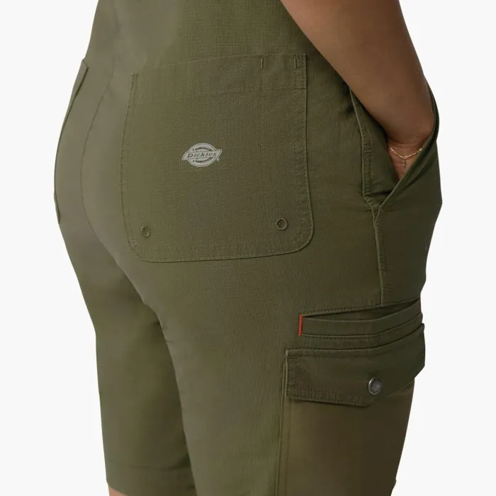 Women039s Cooling Ripstop Bib Shortalls Rinsed Military Green Rinsed Military Green rml Women Dickies Shortalls