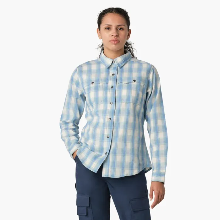 Women039s Cooling RollTab Work Shirt Clear Blue Hillside Plaid Clear Blue Hillside Plaid b1f Women Dickies Work Tops Women039s Cooling RollTab Work Shirt Clear Blue Hillside Plaid Clear Blue Hillside Plaid b1f Women Dickies Work Tops