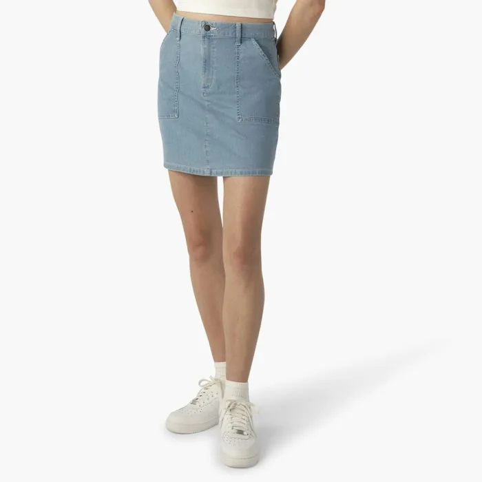 Women039s Denim Carpenter Skirt Stonewashed Light Denim Stonewashed Light Denim swd Women Dickies Skirts and Dresses