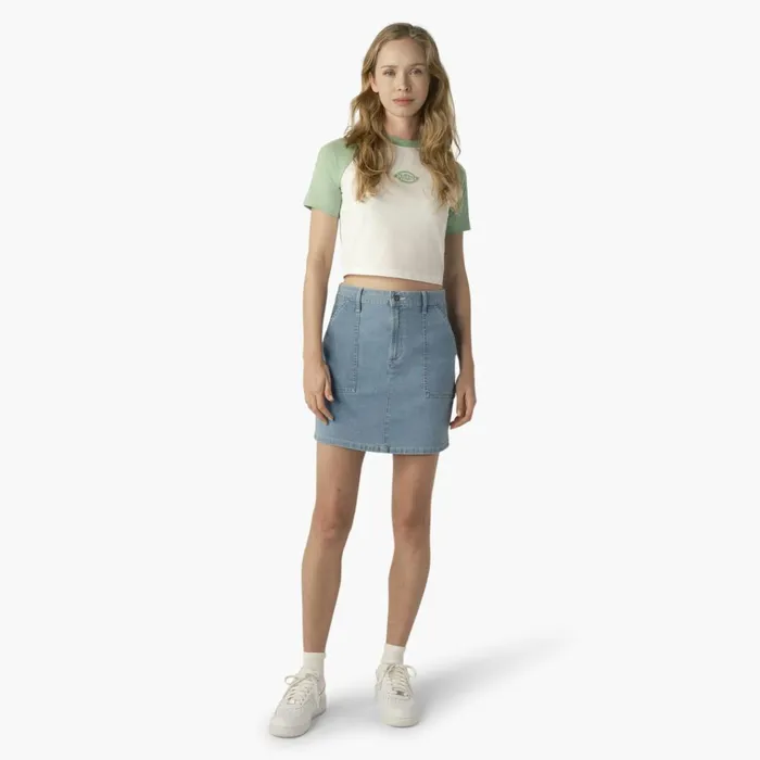 Women039s Denim Carpenter Skirt Stonewashed Light Denim Stonewashed Light Denim swd Women Dickies Skirts and Dresses
