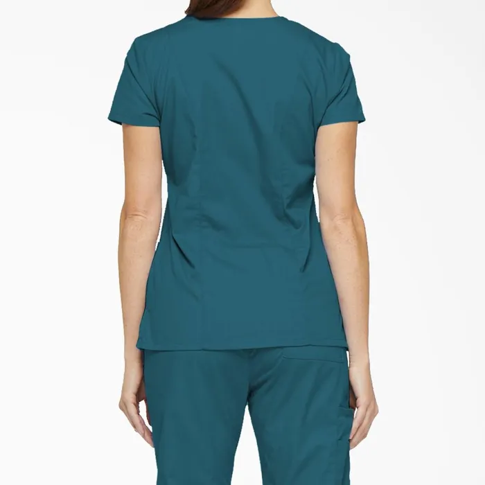 Women039s EDS Signature VNeck Scrub Top With Pen Slot Caribbean Blue Caribbean Blue crb Women Dickies Scrubs