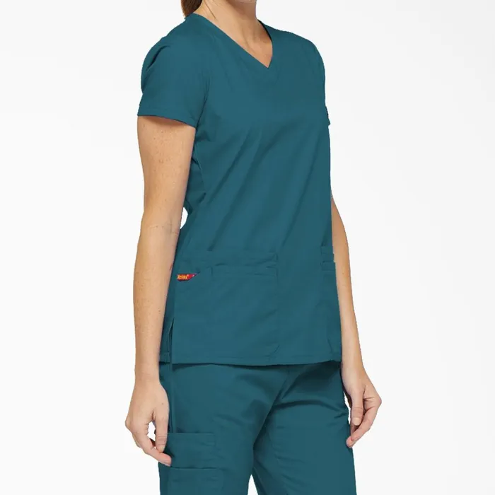 Women039s EDS Signature VNeck Scrub Top With Pen Slot Caribbean Blue Caribbean Blue crb Women Dickies Scrubs