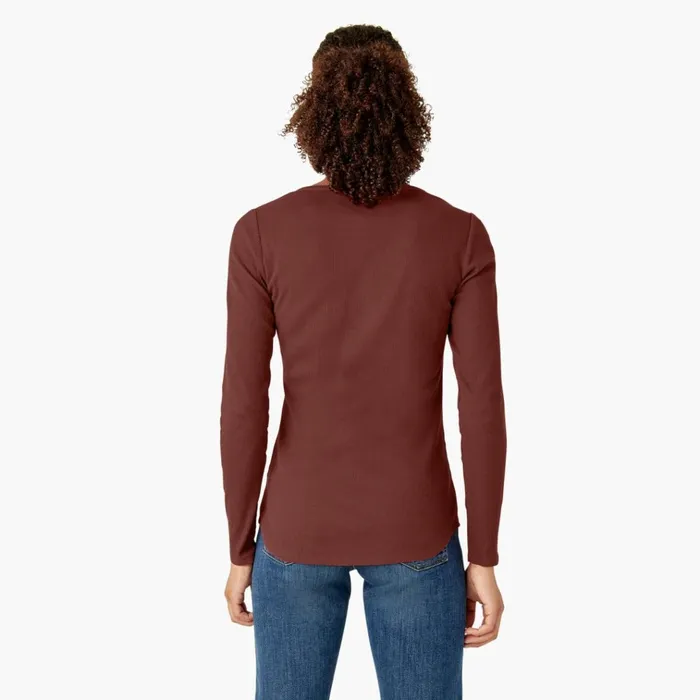 Women039s Henley Long Sleeve Shirt Fired Brick Fired Brick ik9 Women Dickies Work Tops Women039s Henley Long Sleeve Shirt Fired Brick Fired Brick ik9 Women Dickies Work Tops