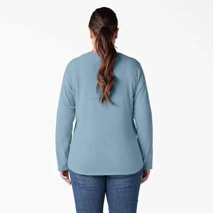 Women039s Plus Henley Long Sleeve Shirt Clear Blue Clear Blue eu Women Dickies Work Tops Women039s Plus Henley Long Sleeve Shirt Clear Blue Clear Blue eu Women Dickies Work Tops