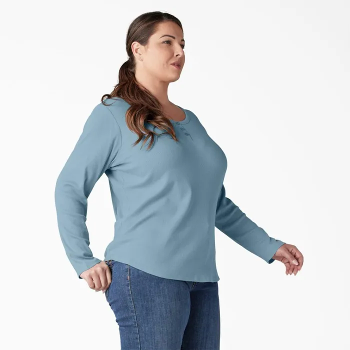 Women039s Plus Henley Long Sleeve Shirt Clear Blue Clear Blue eu Women Dickies Work Tops Women039s Plus Henley Long Sleeve Shirt Clear Blue Clear Blue eu Women Dickies Work Tops