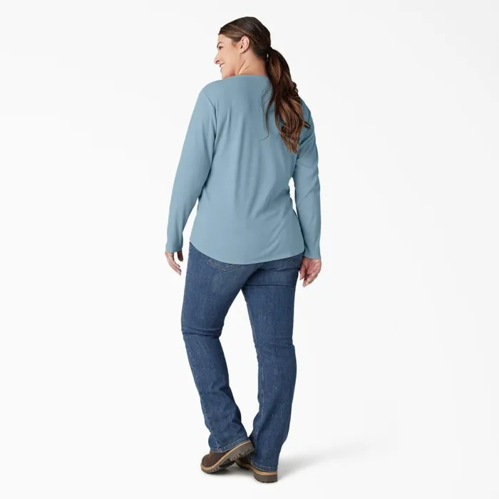 Women039s Plus Henley Long Sleeve Shirt Clear Blue Clear Blue eu Women Dickies Work Tops Women039s Plus Henley Long Sleeve Shirt Clear Blue Clear Blue eu Women Dickies Work Tops