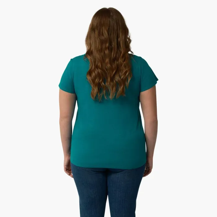 Women039s Plus Short Sleeve VNeck TShirt Deep Lake Deep Lake dl2 Women Dickies Tops