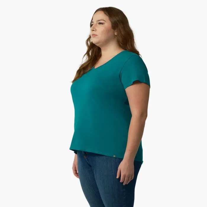 Women039s Plus Short Sleeve VNeck TShirt Deep Lake Deep Lake dl2 Women Dickies Tops