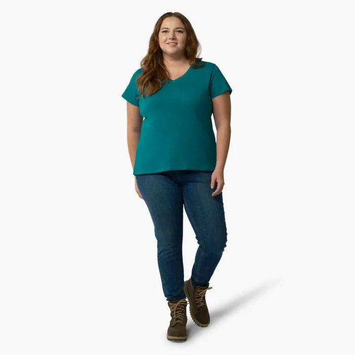 Women039s Plus Short Sleeve VNeck TShirt Deep Lake Deep Lake dl2 Women Dickies Tops
