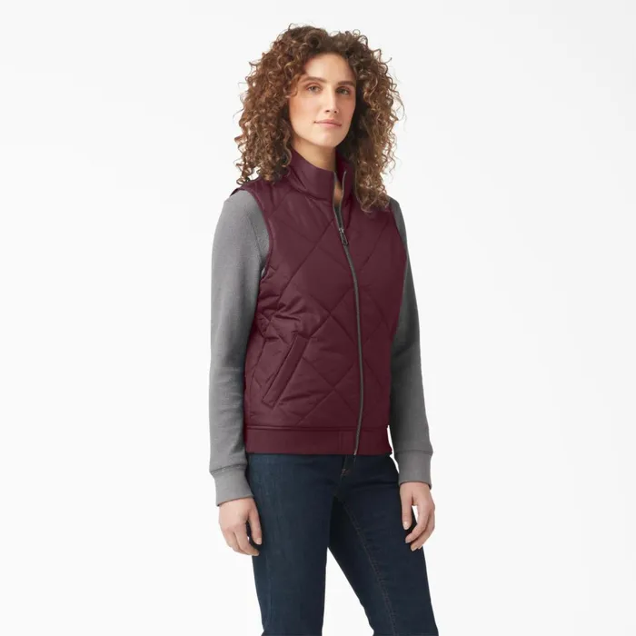 Women039s Quilted Vest Burgundy Burgundy by Women Dickies Vests