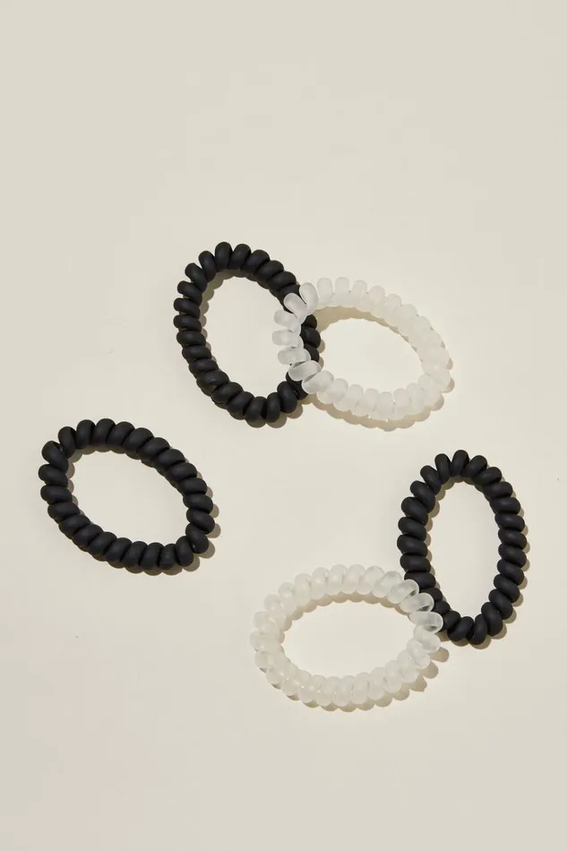 Women Accessories Cotton On Coil Hair Ties 5Pk Blackclear